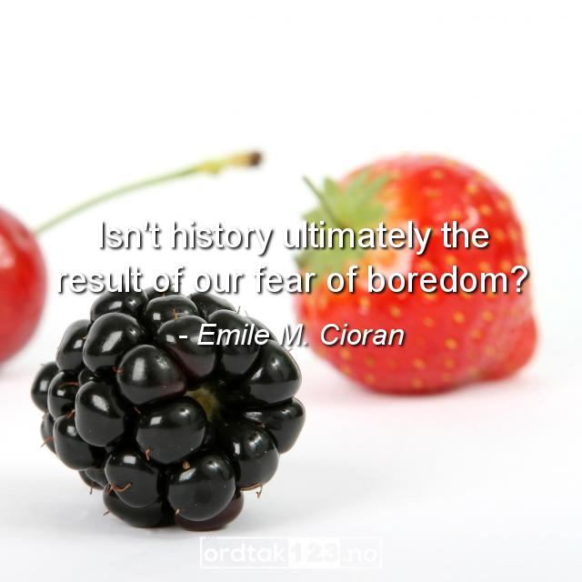 Ordtak Emile M. Cioran - Isn't history ultimately the result of our fear of boredom?