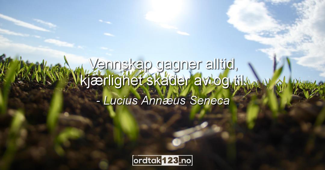 Ordtak Lucius Annæus Seneca - Vennskap gagner alltid, kjærlighet skader av og til.