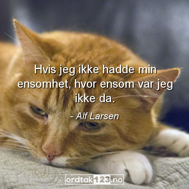 Ordtak Alf Larsen - Hvis jeg ikke hadde min ensomhet, hvor ensom var jeg ikke da.